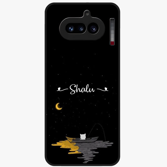 Silent Night Row Glass Case showing flat back view with calm night themed artwork and glossy glass finish.