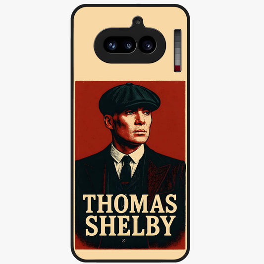 Vintage Mafia Authority Glass Case showing flat back view with bold vintage mafia inspired artwork and glossy glass finish.