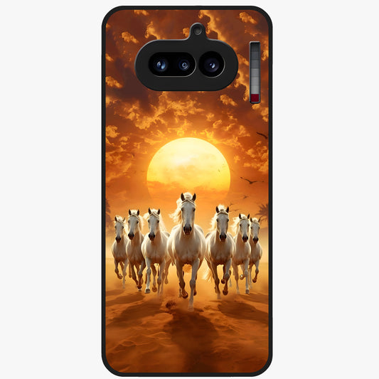 Wild Sunset Majesty Glass Case showing flat back view with majestic sunset landscape artwork and glossy glass finish.