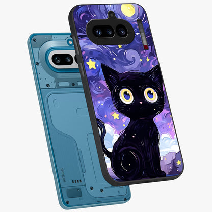 Abstract Cat Art Glass Case displayed in angled mockup highlighting modern abstract cat artwork and sleek glass surface.