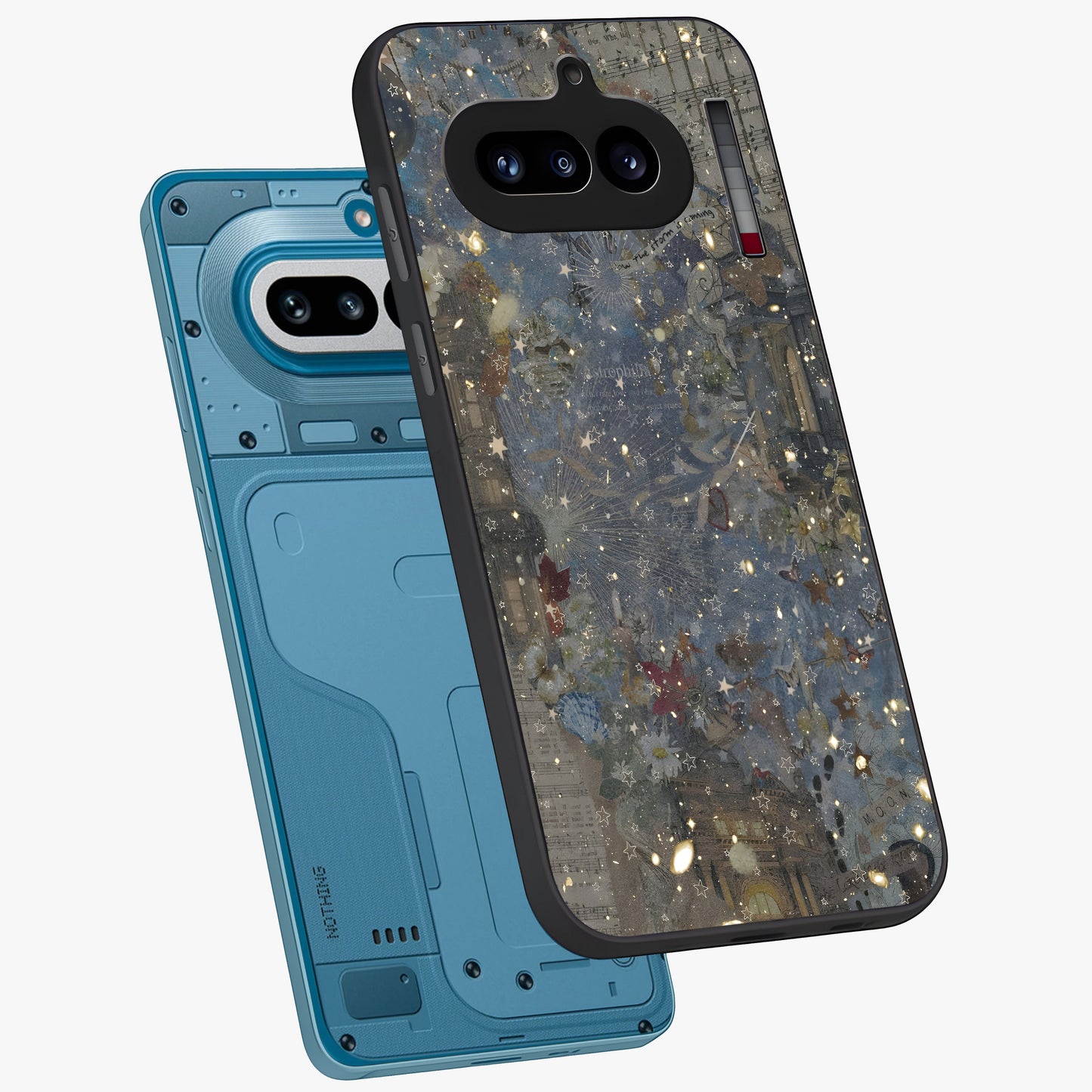 Aesthetic Astrolophia Glass Case displayed in angled mockup highlighting artistic aesthetic elements and smooth glass surface.