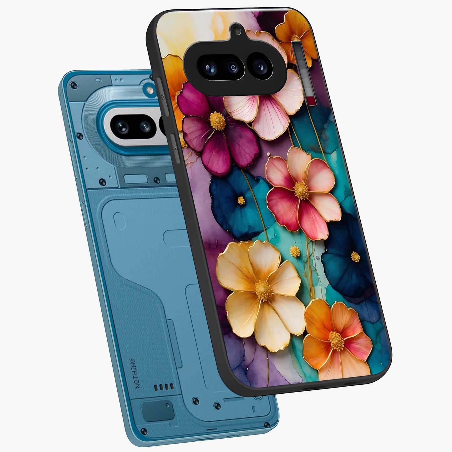 Artlyn Grace Flower Pattern Glass Case displayed in angled mockup highlighting delicate flower pattern design and smooth glass surface.