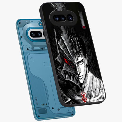 Berserker Blood Oath Glass Case displayed in angled mockup highlighting dark fantasy graphic design and powerful theme.
