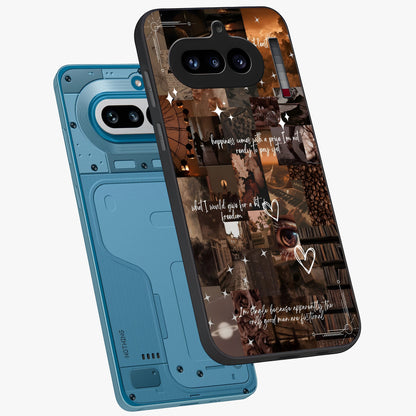 Bittersweet Aesthetic Chaos Glass Case displayed in angled mockup highlighting expressive abstract artwork and edgy aesthetic theme.