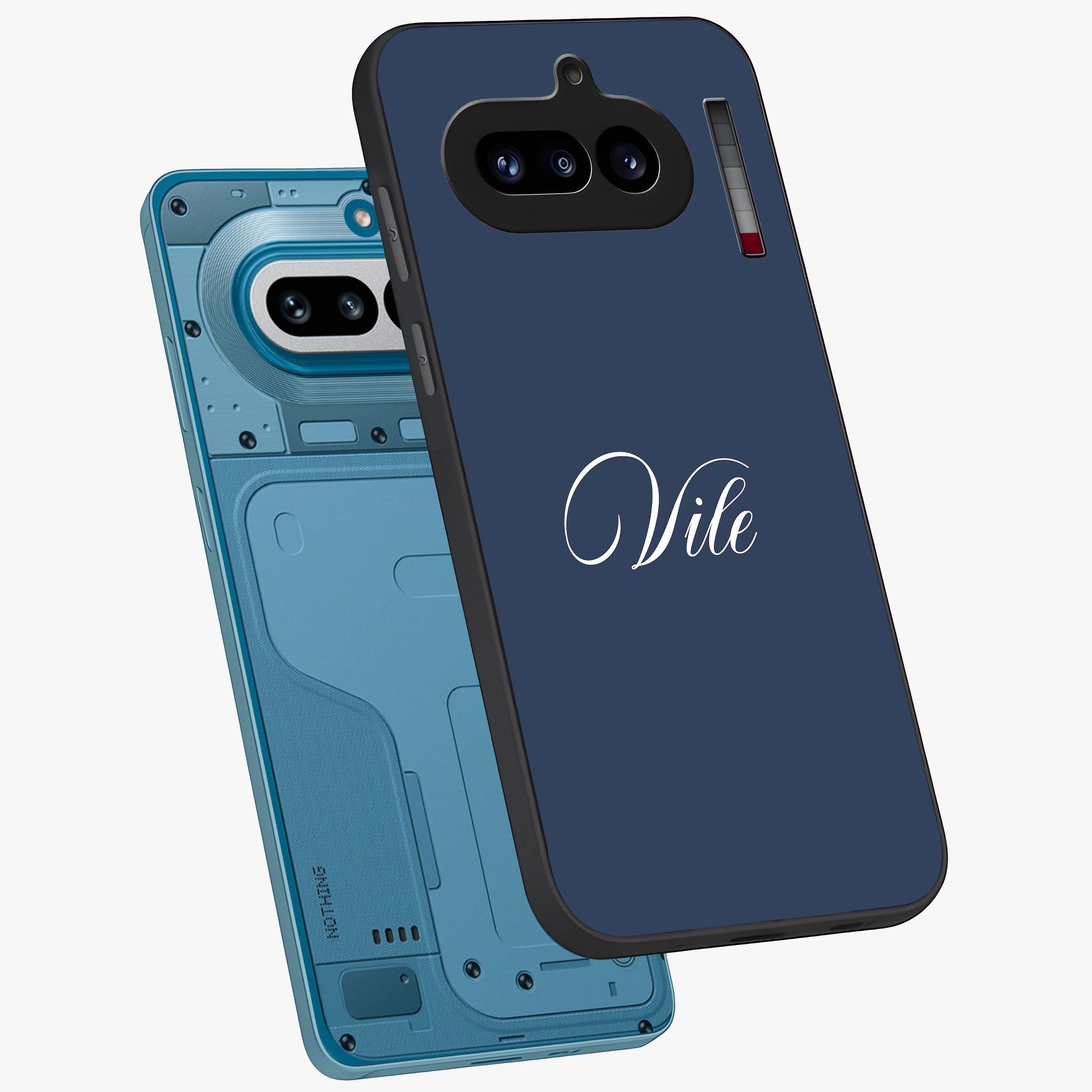 Blue Vintage Floral Pattern Glass Case showing flat back view with elegant vintage floral artwork and glossy glass finish.