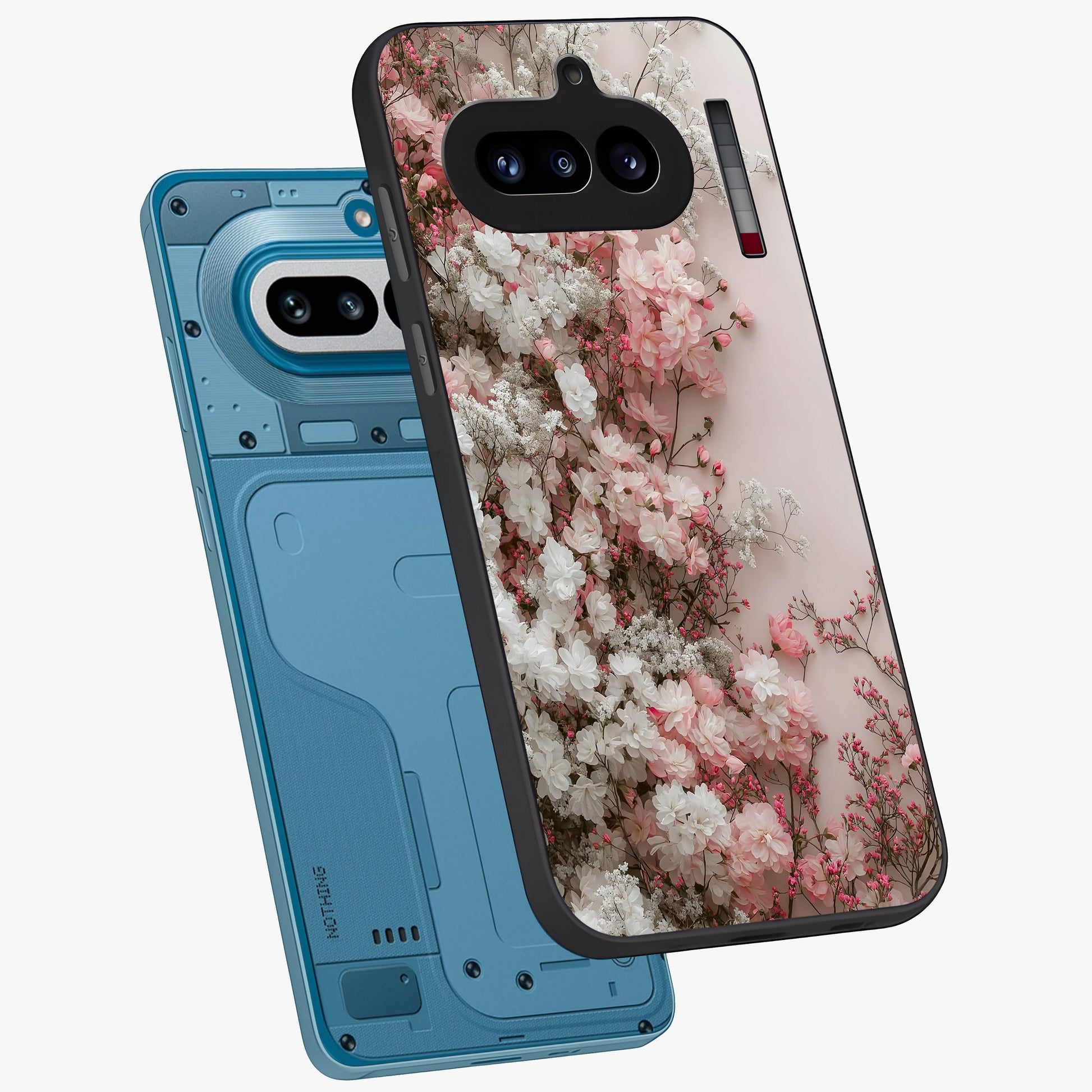Blush Blossom Cloud Glass Case displayed in angled mockup highlighting soft cloud and blossom design with pastel aesthetic.