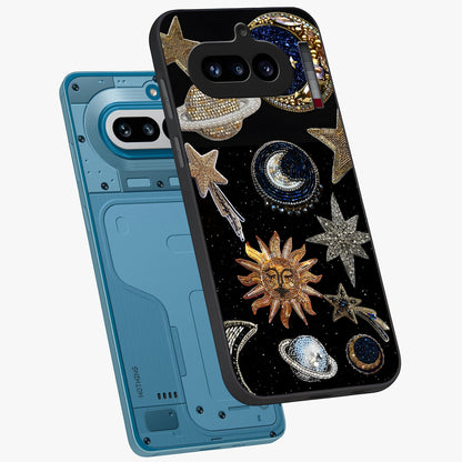 Celestial Gem Constellations Glass Case displayed in angled mockup highlighting gemstone inspired constellation design.