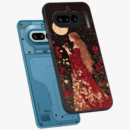 Crimson Dreams Glass Case displayed in angled mockup highlighting soft crimson aesthetic design with artistic theme.