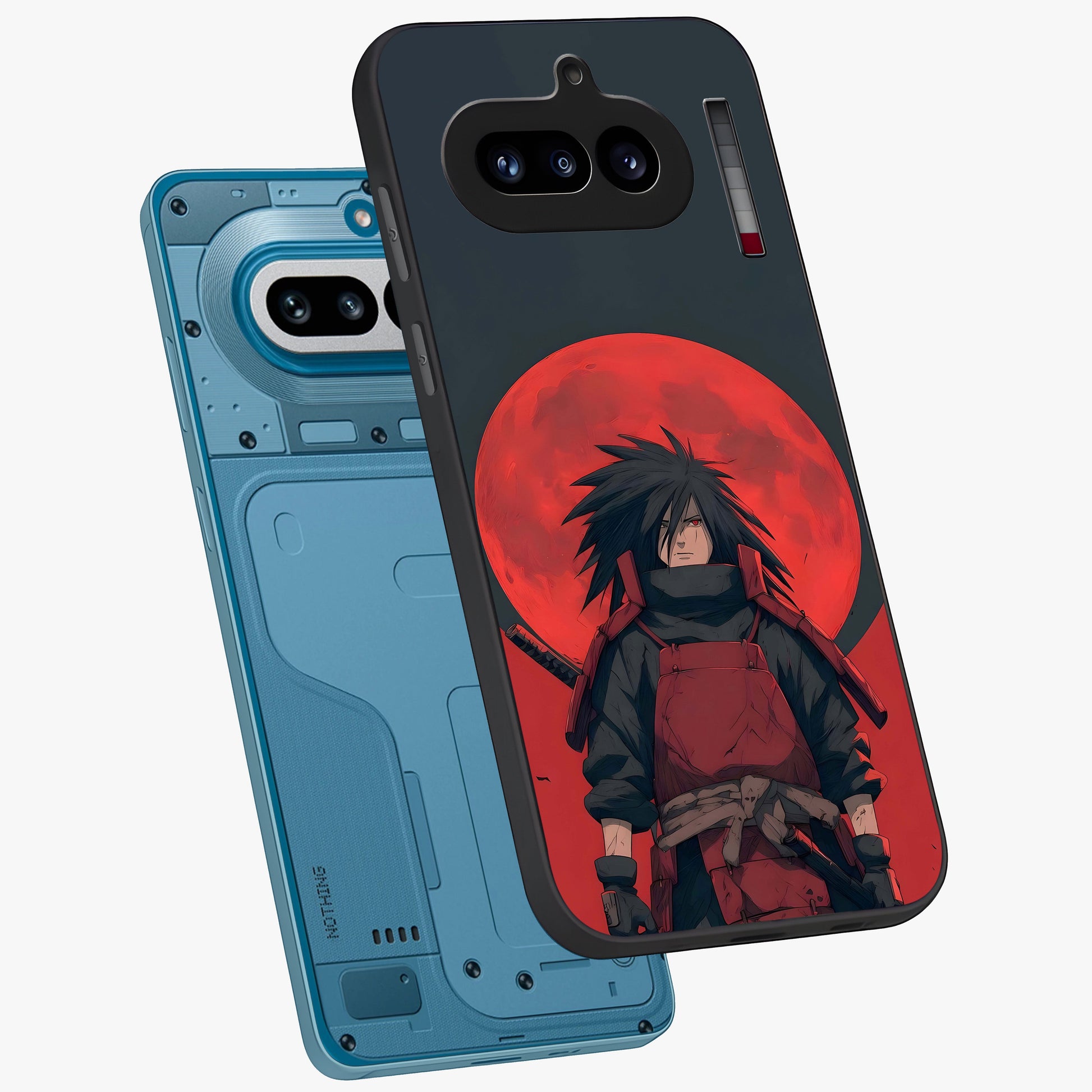 Crimson Moon Warlord Glass Case displayed in angled mockup highlighting dramatic crimson moon design with fantasy aesthetic.