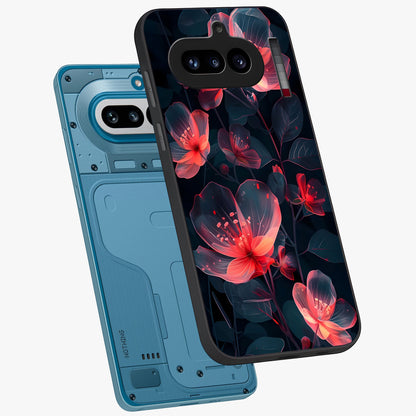 Dark Shade of Flower Glass Case displayed in angled mockup highlighting moody floral illustration with aesthetic dark tones.