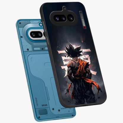 Dark Warrior In Rain Glass Case displayed in angled mockup highlighting dramatic warrior illustration with dark rain aesthetic.