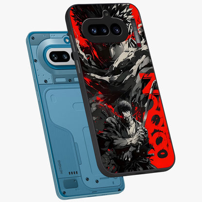 Demon Sword Resolve Glass Case displayed in angled mockup highlighting powerful demon sword illustration with dark fantasy aesthetic.