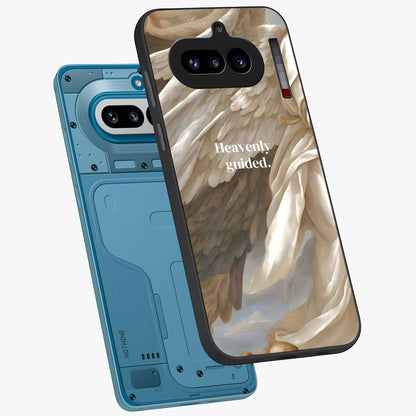 Divine Winged Grace Glass Case displayed in angled mockup highlighting graceful wing design with divine aesthetic style.