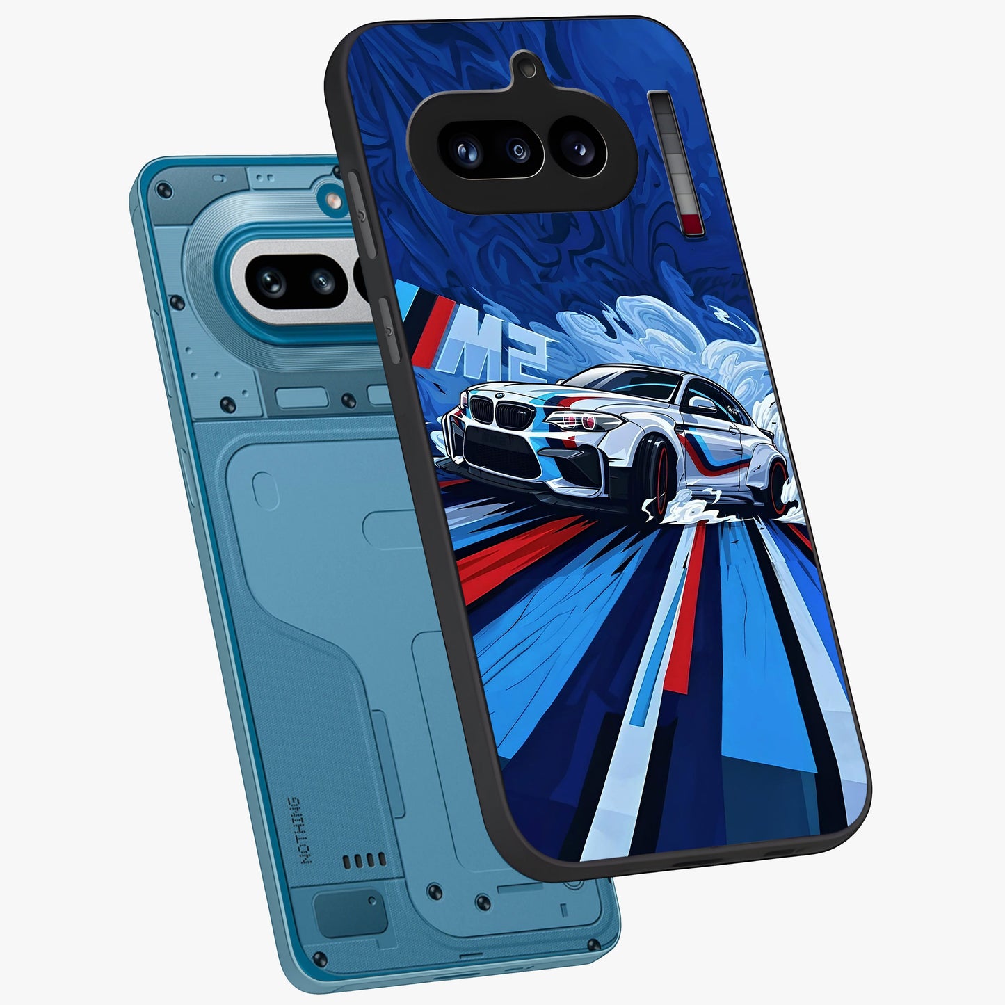 Drift Power Rush Glass Case displayed in angled mockup highlighting powerful drift car design with sporty aesthetic style.