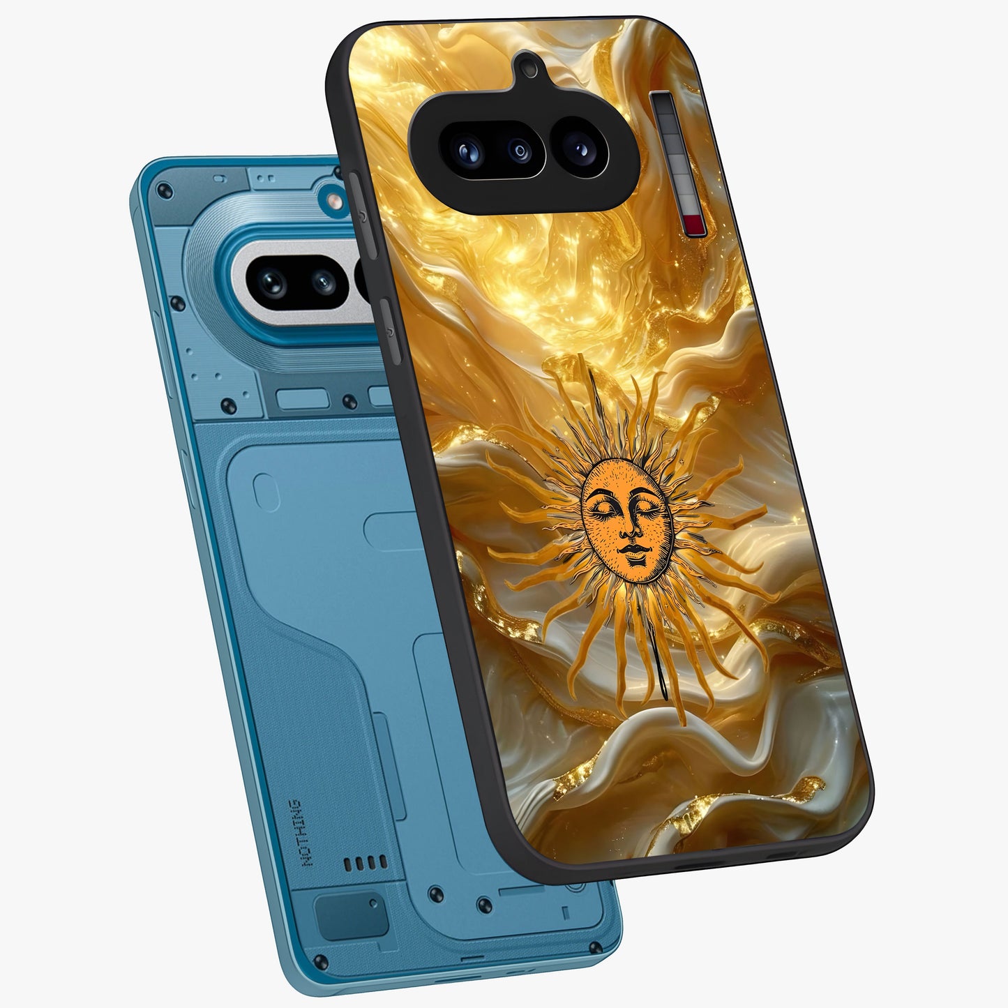 Eternal Golden Glow Glass Case displayed in angled mockup highlighting glowing golden aesthetic design with elegant style.