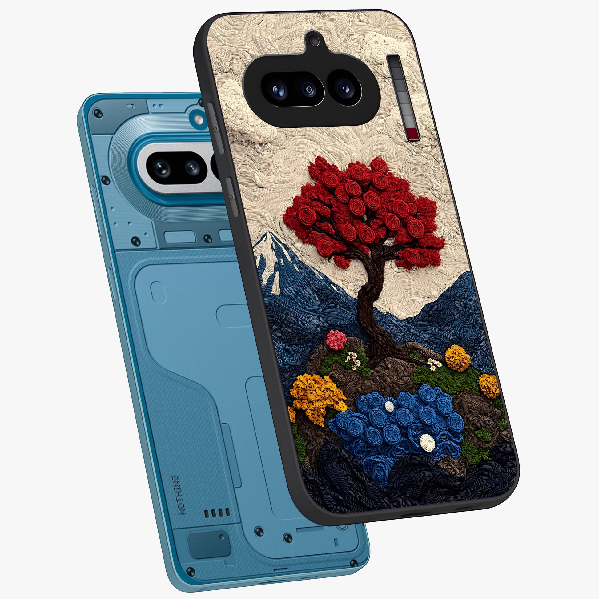 Eternal Nature Tapestry Glass Case displayed in angled mockup highlighting detailed botanical pattern with artistic aesthetic.