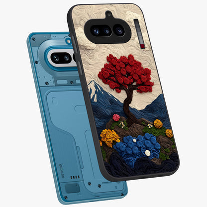 Eternal Nature Tapestry Glass Case displayed in angled mockup highlighting detailed botanical pattern with artistic aesthetic.