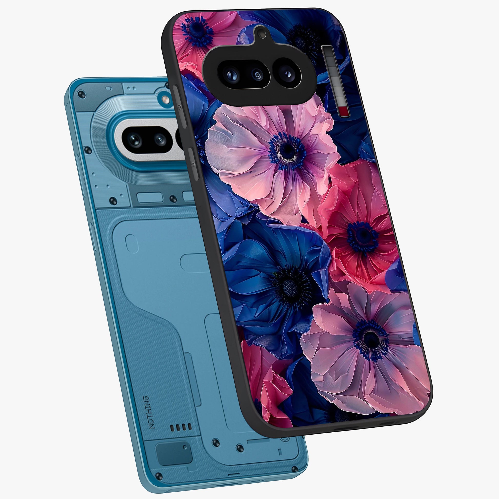 Flower Paper Art Pattern Glass Case displayed in angled mockup highlighting layered paper flower design with artistic aesthetic.