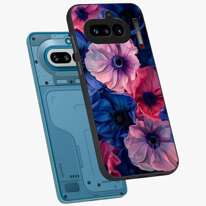 Flower Paper Art Pattern Glass Case displayed in angled mockup highlighting layered paper flower design with artistic aesthetic.