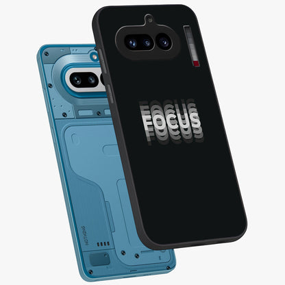 Focused Blade Discipline Glass Case displayed in angled mockup highlighting clean minimal text artwork with modern aesthetic style.