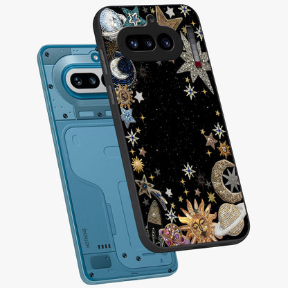 Galactic Jewel Stars Glass Case displayed in angled mockup highlighting shining celestial star design with cosmic aesthetic style.