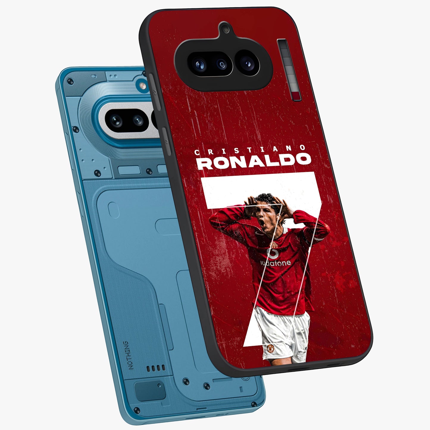 Goal Celebration Legacy Glass Case displayed in angled mockup highlighting energetic sports celebration design with bold athletic theme.