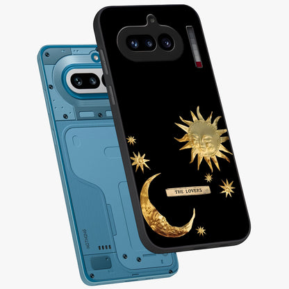 Gold Sun Blush Glass Case displayed in angled mockup highlighting radiant sun design with warm golden aesthetic.