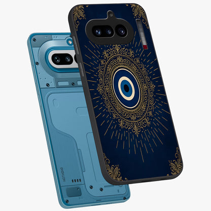 Golden Celestial Charm Glass Case displayed in angled mockup highlighting sparkling cosmic charm design with celestial aesthetic.