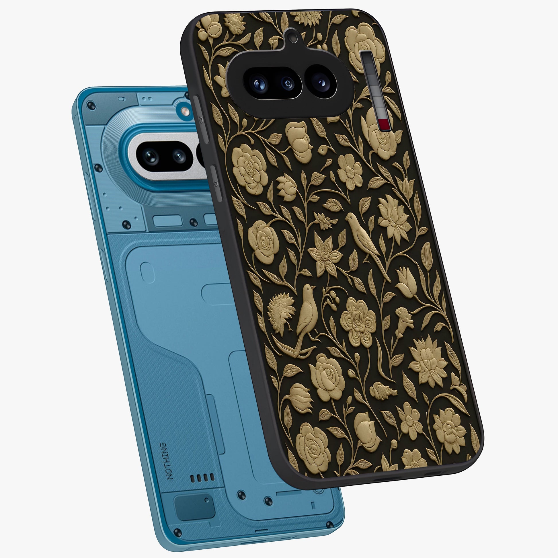 Golden Evil Eye Mandala Glass Case displayed in angled mockup highlighting protective evil eye symbol with golden mandala design.