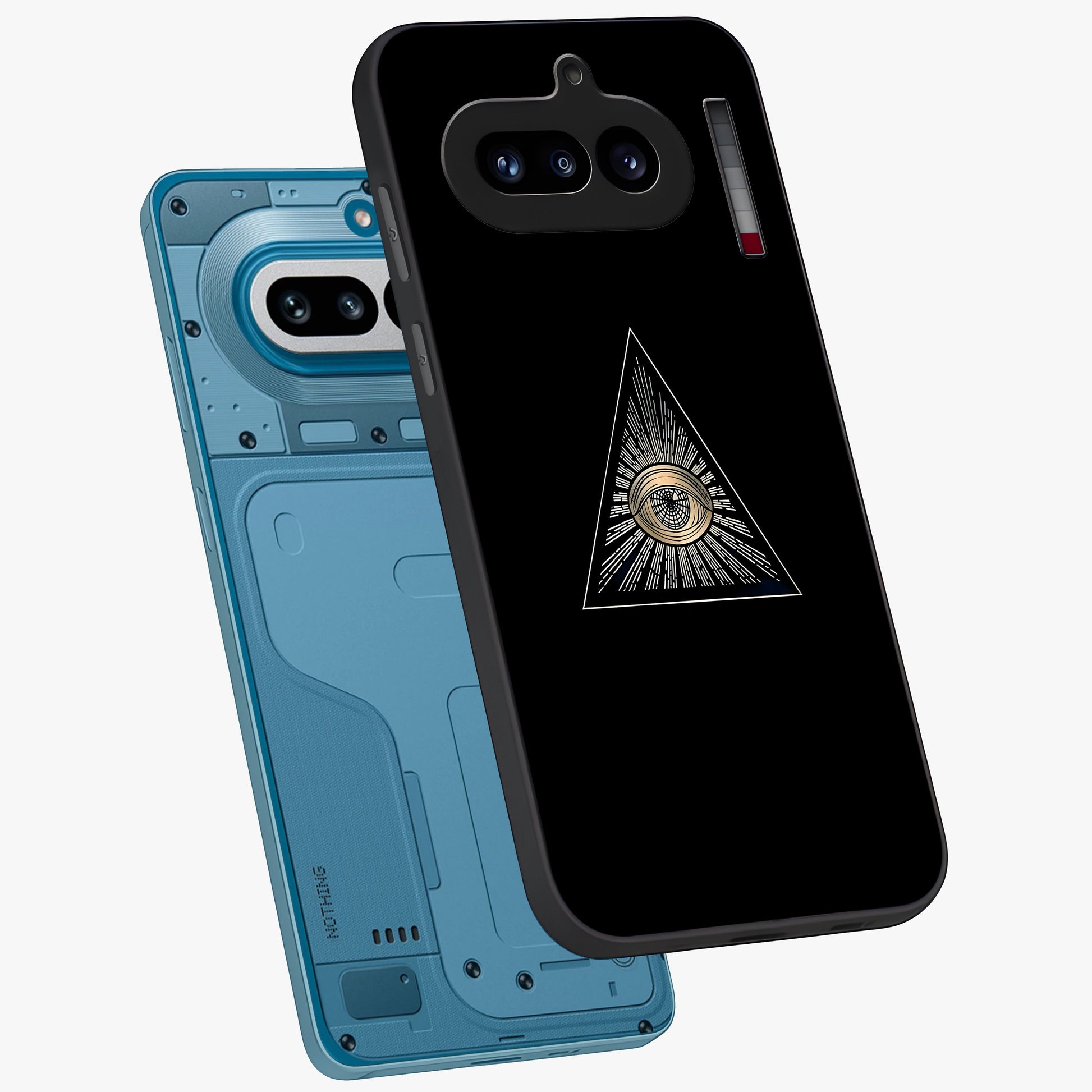 Illuminati Evil Glass Case displayed in angled mockup highlighting dark occult inspired design with bold aesthetic style.