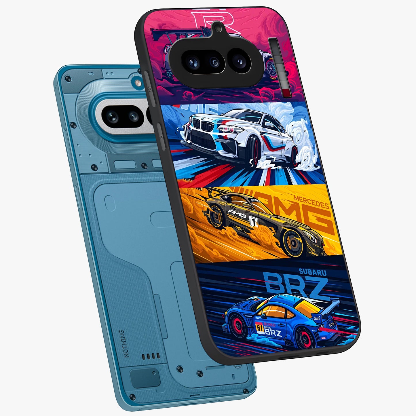JDM Sports Car Glass Case displayed in angled mockup highlighting sleek Japanese racing car design with automotive aesthetic.