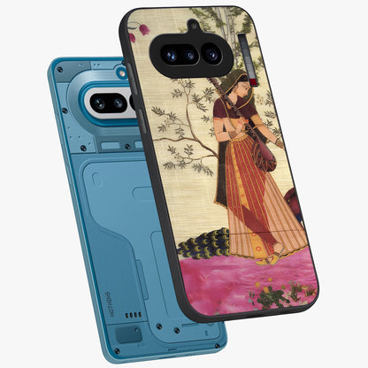 Lady With Veena Art Glass Case displayed in angled mockup highlighting graceful musical illustration with cultural artistic aesthetic.