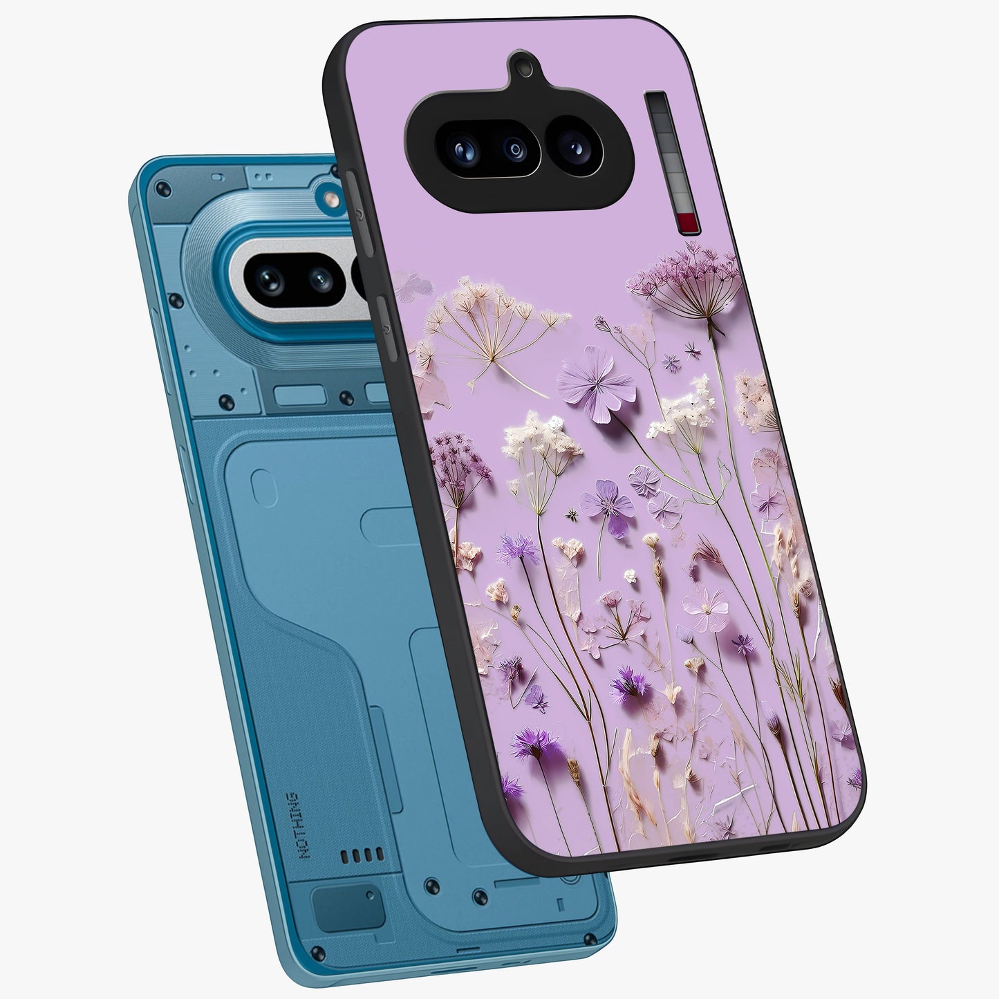 Lavender Blossom Dream Glass Case displayed in angled mockup highlighting dreamy lavender flower design with calming aesthetic style.