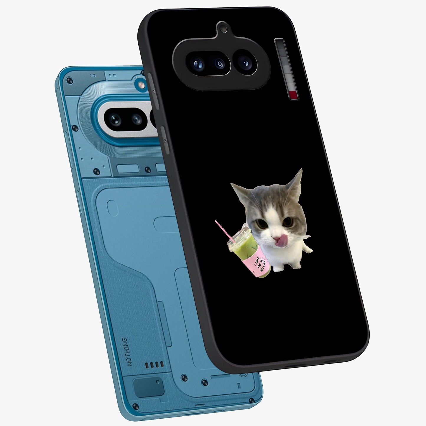 Matcha Cat Style Glass Case displayed in angled mockup highlighting playful feline design with pastel matcha aesthetic.