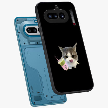Matcha Cat Style Glass Case displayed in angled mockup highlighting playful feline design with pastel matcha aesthetic.