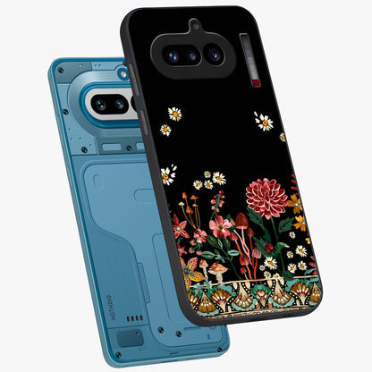 Midnight Bloom Pattern Glass Case displayed in angled mockup highlighting elegant flower design with midnight aesthetic style.