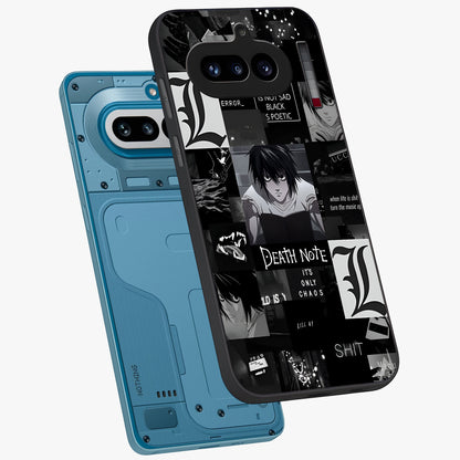 Midnight Chaos Mind Glass Case displayed in angled mockup highlighting chaotic artistic design with dramatic midnight aesthetic.