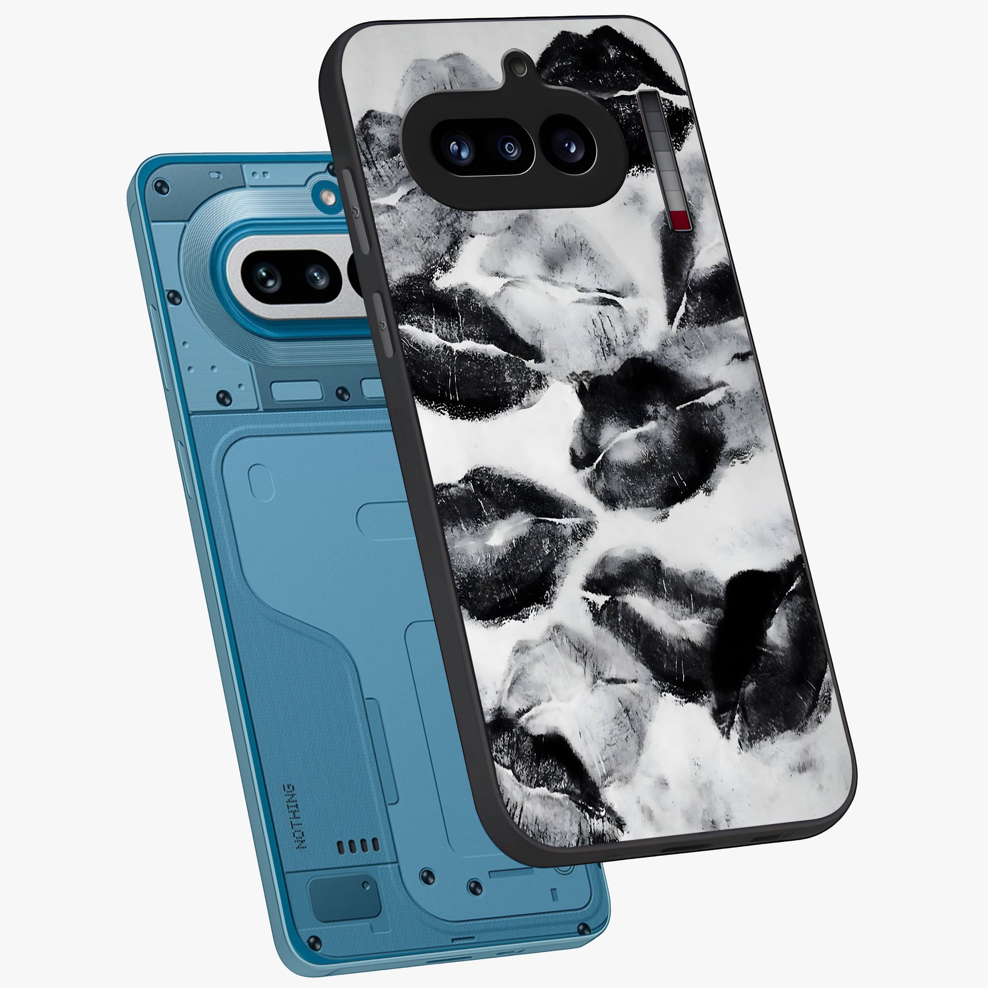 Midnight Kiss Marks Glass Case displayed in angled mockup highlighting playful romantic design with bold midnight aesthetic.