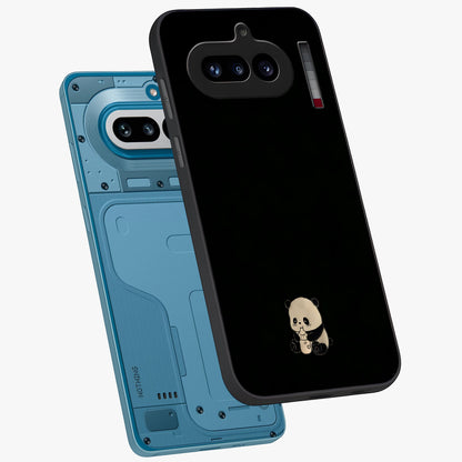 Midnight Panda Love Glass Case displayed in angled mockup highlighting adorable panda illustration with midnight aesthetic.