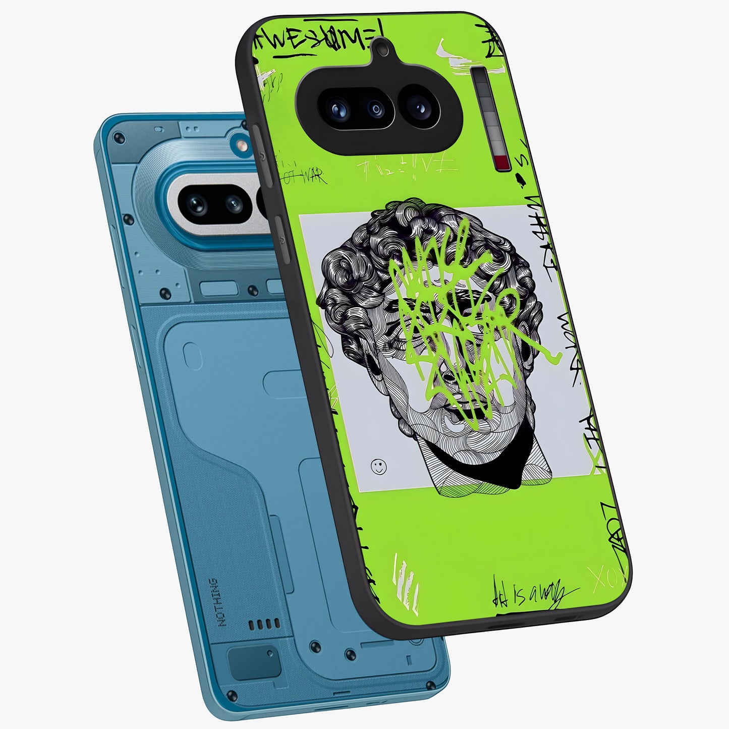 Neo Graffiti Rebellion Glass Case displayed in angled mockup highlighting urban street art design with rebellious aesthetic.