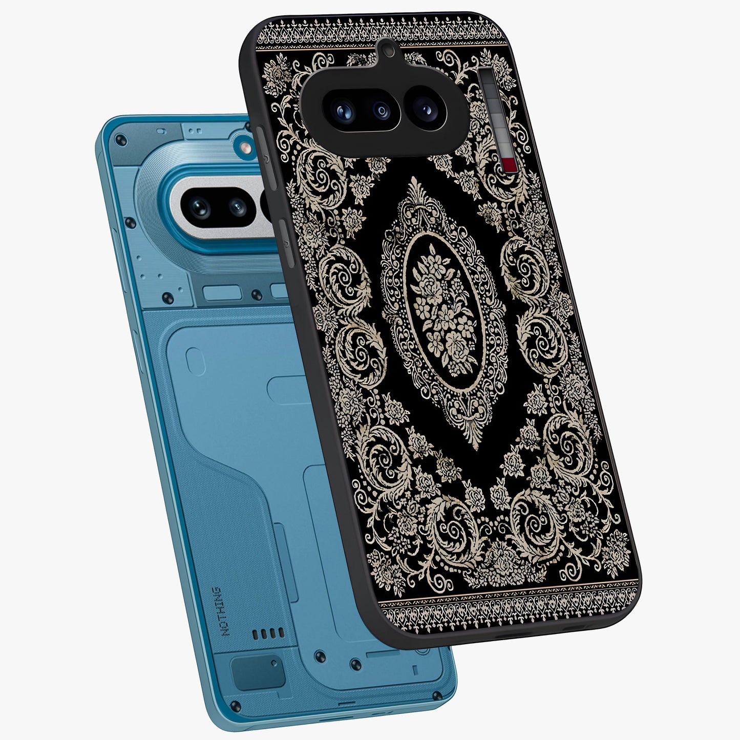 Noir Bloom Elegance Glass Case displayed in angled mockup highlighting refined flower design with stylish noir aesthetic.