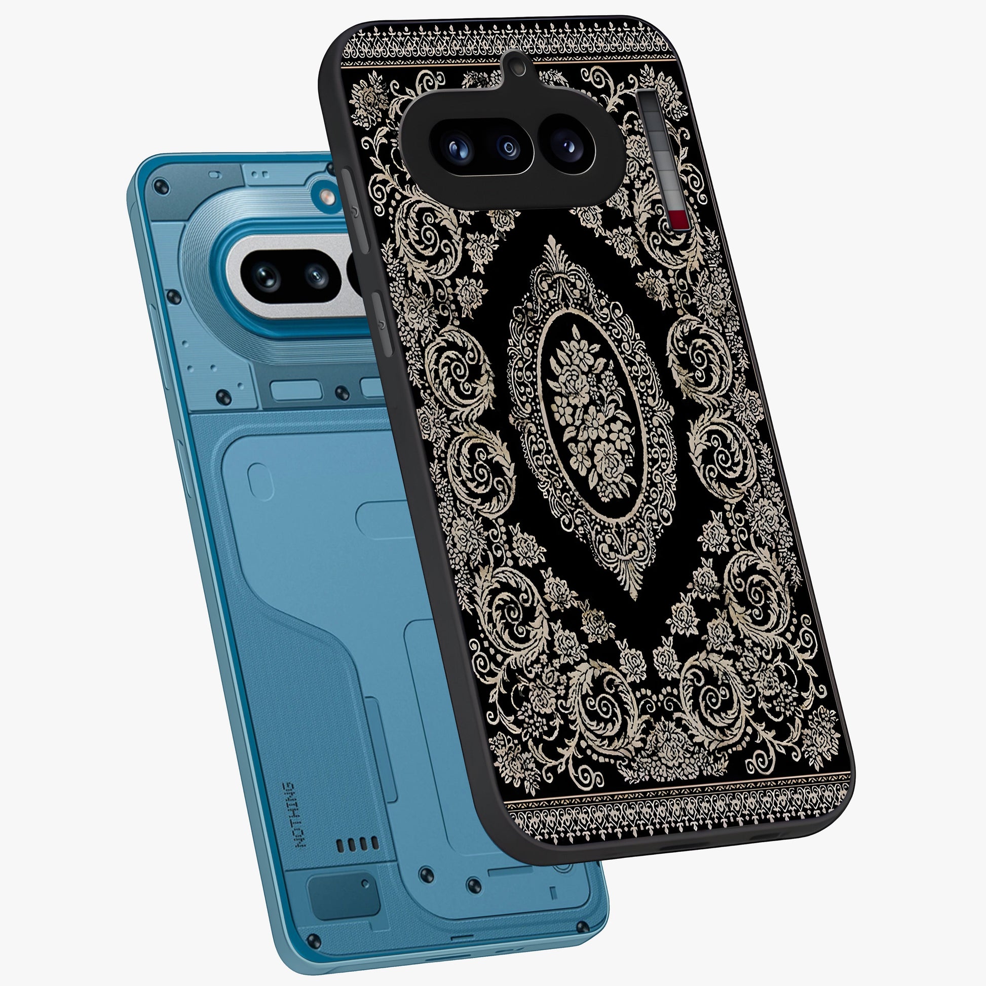 Noir Bloom Elegance Glass Case displayed in angled mockup highlighting refined flower design with stylish noir aesthetic.