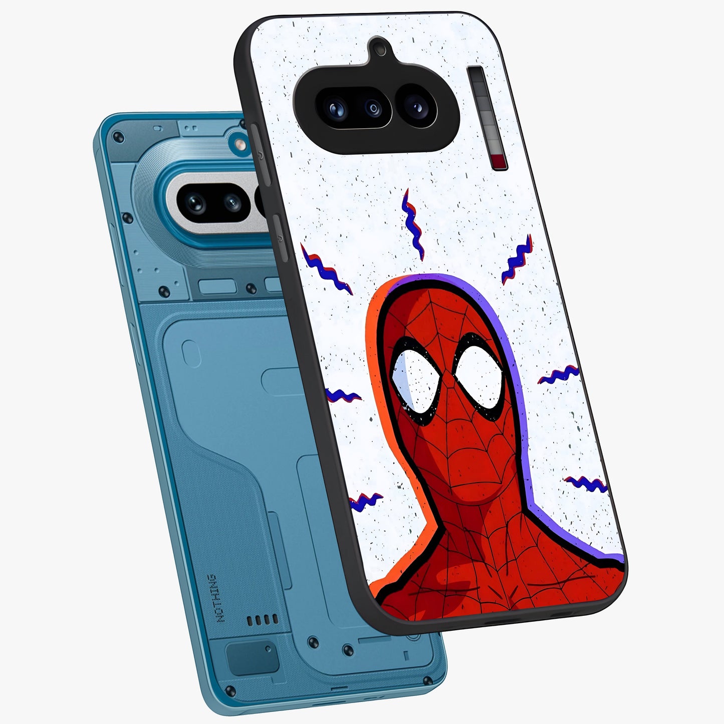 Omg Spiderman Glass Case displayed in angled mockup highlighting dynamic hero illustration with action comic aesthetic.