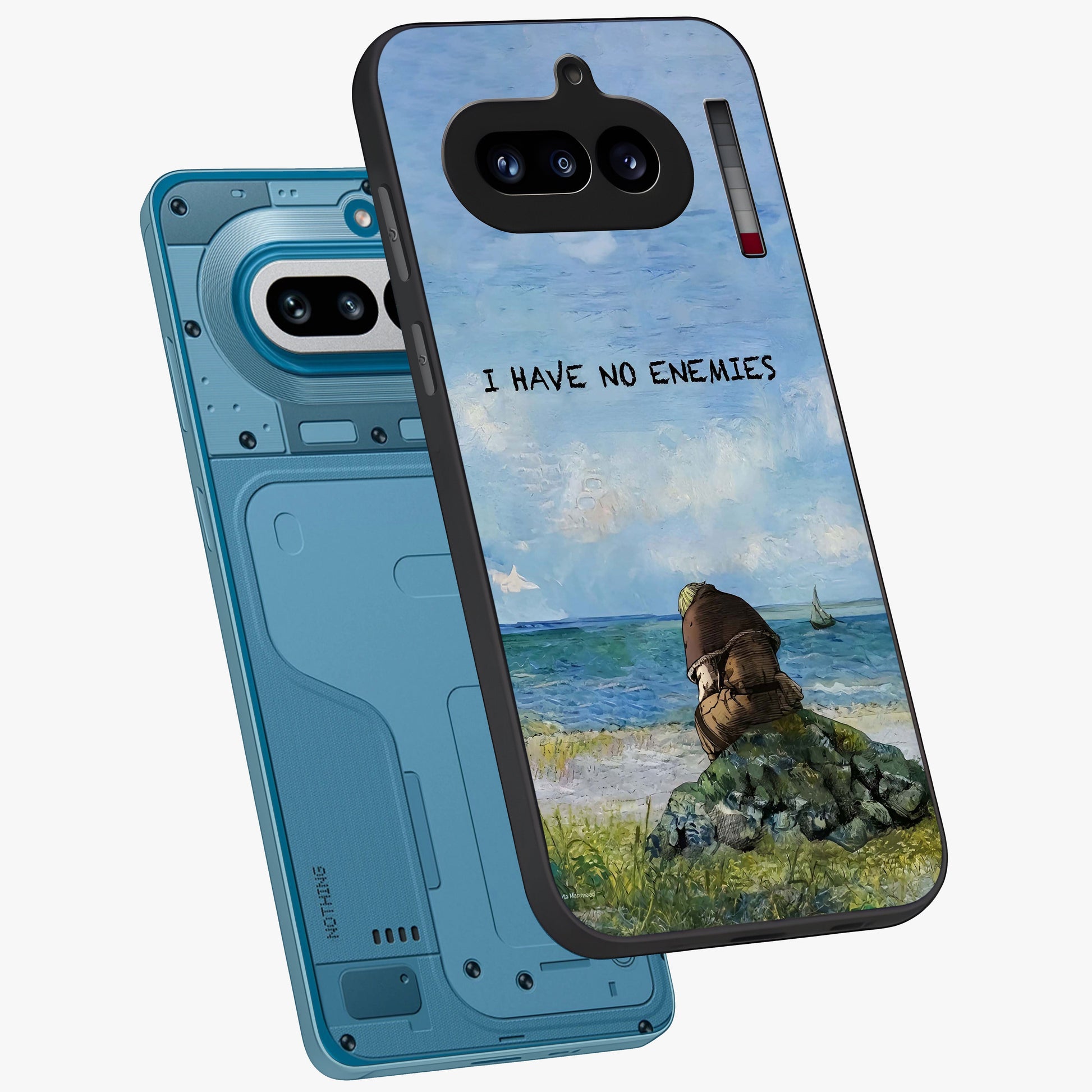 Peace Beyond War Glass Case displayed in angled mockup highlighting meaningful message design with artistic aesthetic style.