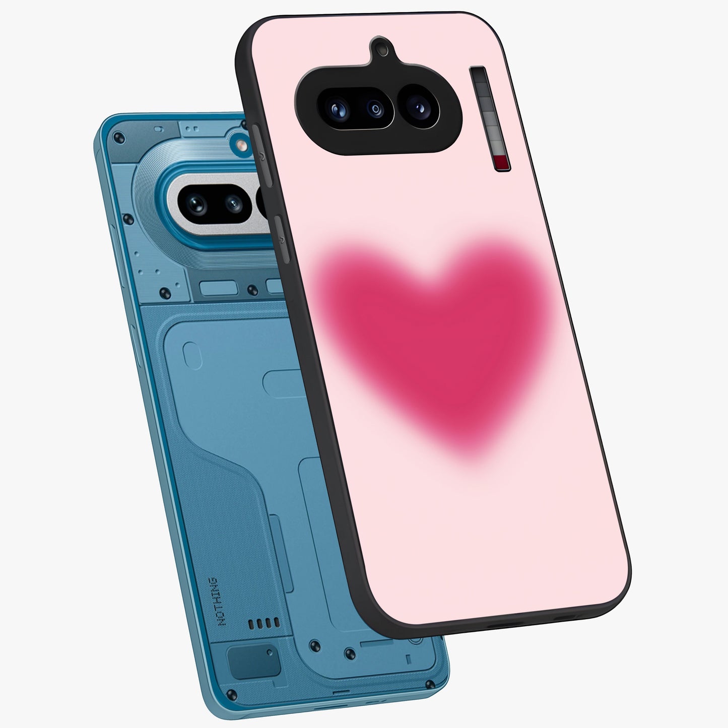 Pink Aura Heart Glass Case displayed in angled mockup highlighting vibrant pink heart design with dreamy aura aesthetic.