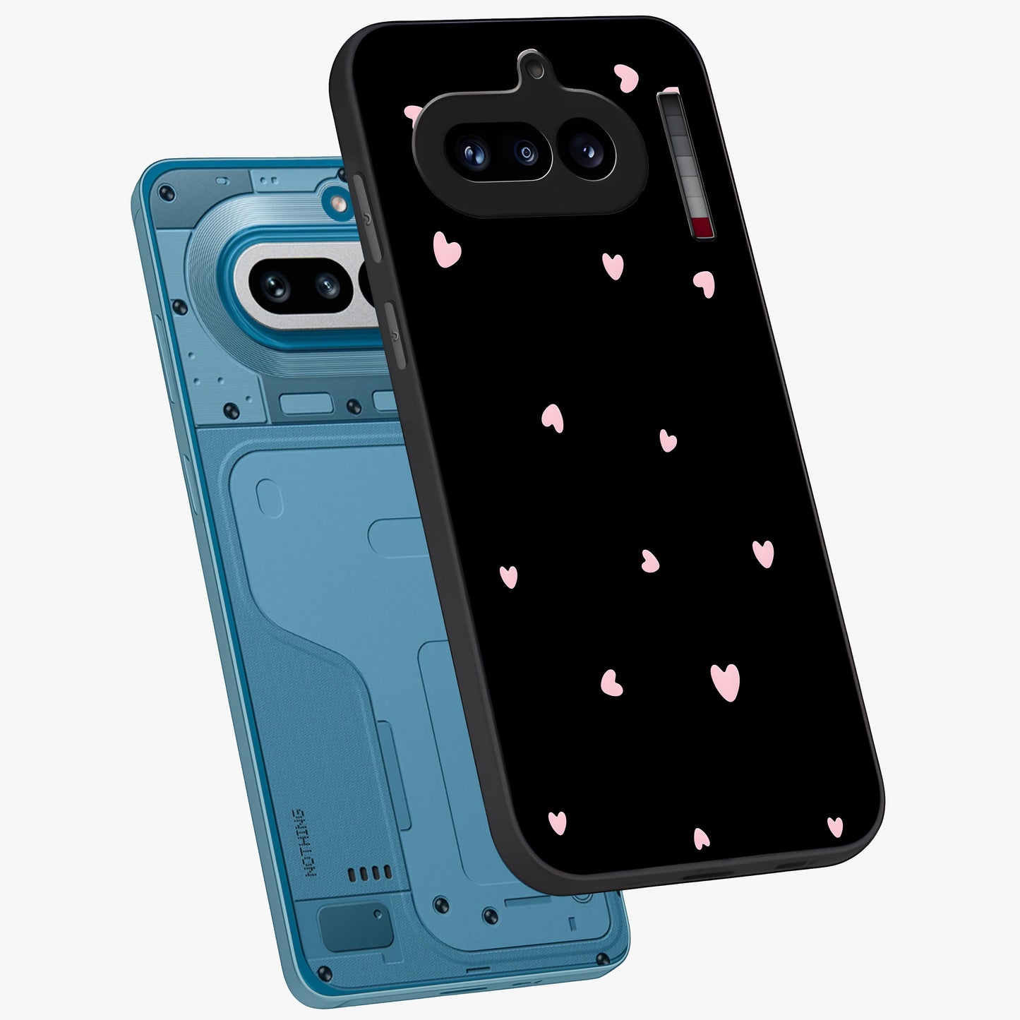 Pink Love Drops Glass Case displayed in angled mockup highlighting cute love drop design with vibrant pink aesthetic.