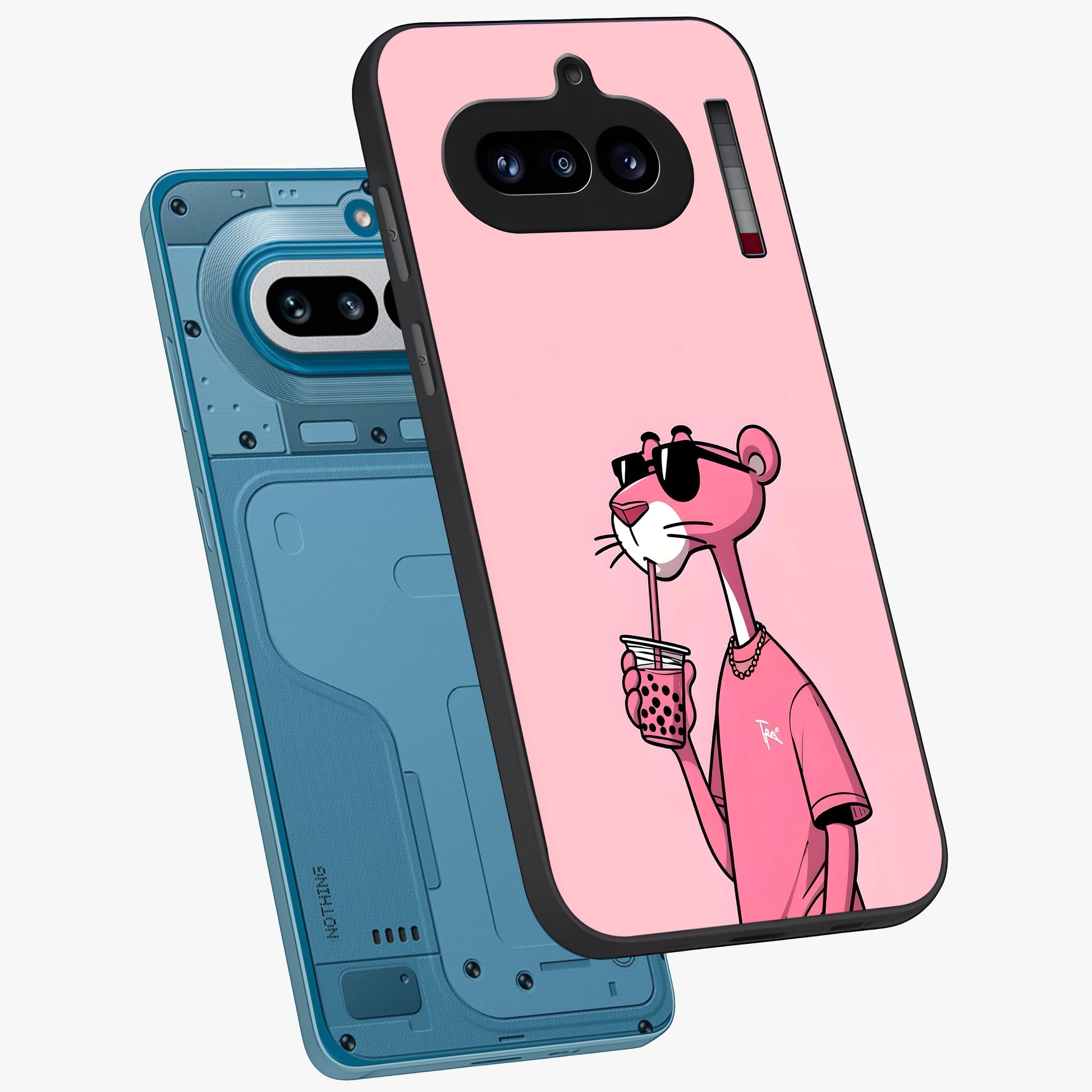Pink Panther Glass Case displayed in angled mockup highlighting playful cartoon character design with vibrant pink aesthetic.