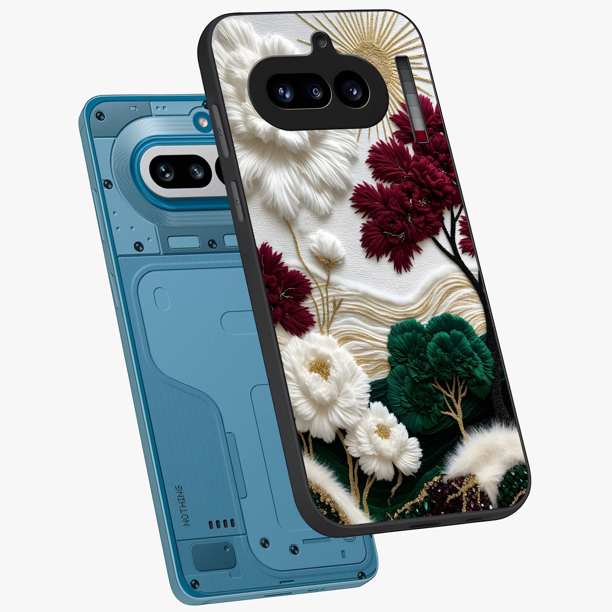 Radiant Bloom Elegance Glass Case displayed in angled mockup highlighting graceful floral design with radiant aesthetic style.