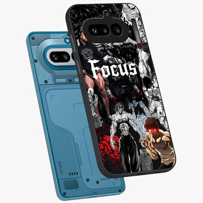 Relentless Power Focus Glass Case displayed in angled mockup highlighting bold statement design with modern aesthetic style.