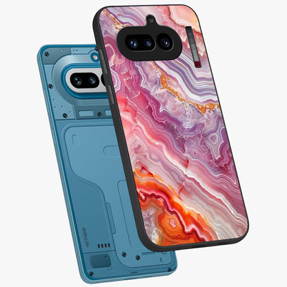 Rose Quartz Marble Glass Case displayed in angled mockup highlighting elegant marble pattern with soft aesthetic style.